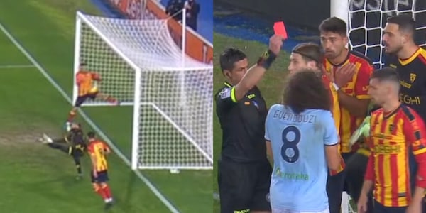 Lecce-Lazio, Guilbert "para" il tiro di Castellanos: rosso e rigore