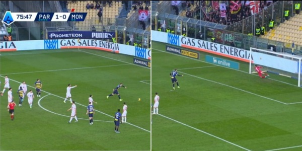 Che gaffe di Benedyczak in Parma-Monza: giocatori e arbitro sorpresi