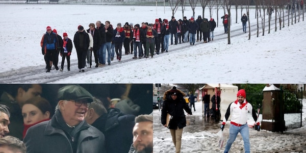 Per Liverpool-United i tifosi sfidano la neve. E in tribuna c'è Ferguson