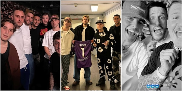 Fiorentina scatenata al concerto di Lazza: Biraghi, Sottil e Mandragora regalano la maglia al rapper. Ecco chi c'era