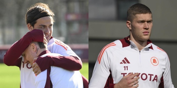 Roma, l'allenamento prima dell'Eintracht tra i sorrisi di Dybala e la concentrazione di Dovbyk