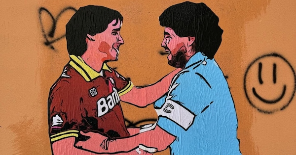 Roma-Napoli, il murale di Drugi celebra Conti e Maradona: "Quando gli avversari erano amici"