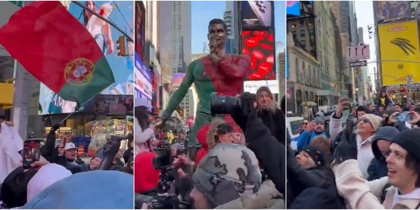 Ronaldo, una statua a New York per il suo compleanno: la festa è virale