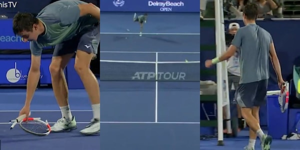 Una cosa mai vista in un campo da tennis: prova a battere ma si rompe tutto