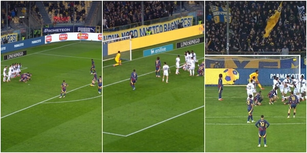 Soulé, capolavoro su punizione in Parma-Roma: la fotosequenza