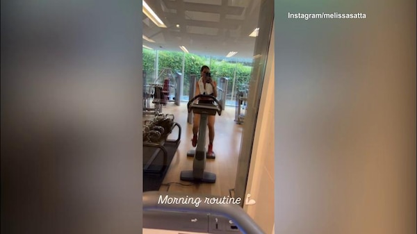 Melissa Satta, allenamento in cyclette