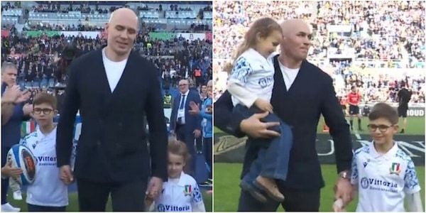Parisse, l’omaggio dell’Olimpico fa piangere tutti: in campo con i figli prima di Italia - Francia