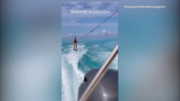 Michelle Hunziker, sci d'acqua alle Maldive
