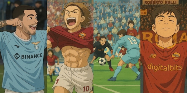Roma e Lazio in stile Ghibli: i momenti iconici tra derby e Scudetti