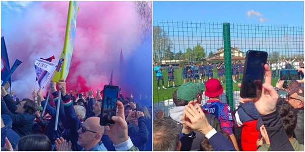 Bologna, mille tifosi in festa all'allenamento: fumogeni e cori verso la Coppa Italia