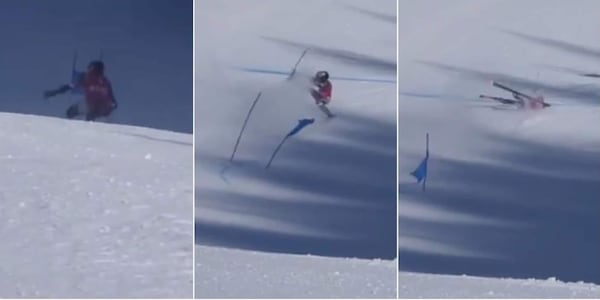 Brignone, brutta caduta in gigante: portata via in elicottero. La fotosequenza dell'incidente