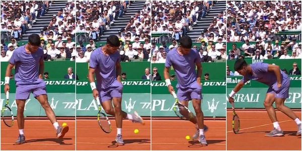 Alcaraz, piccola gaffe in campo a Montecarlo: prova a palleggiare ma finisce male