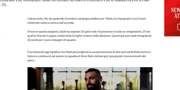 Salah, ufficiale il rinnovo di contratto con il Liverpool