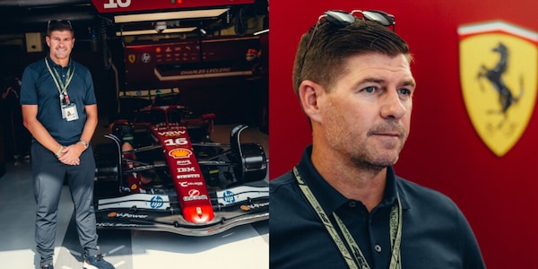 Gerrard posa con la Ferrari di Leclerc: è l'ospite speciale della Formula 1