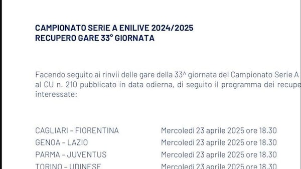 Gare Serie A rinviate per la morte del Papa: i recuperi fissati mercoledì 23 aprile alle 18:30