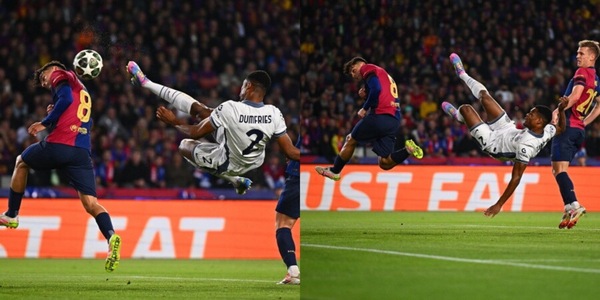 Barcellona-Inter, Dumfries raddoppia con una semirovesciata volante da brividi