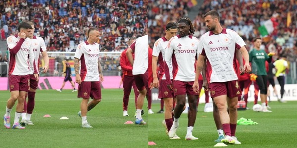 Roma, maglie speciali per il riscaldamento: cosa hanno scritto i giocatori