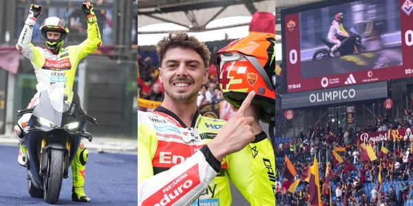 Di Giannantonio show all'Olimpico: giro in moto da brividi per la sua Roma