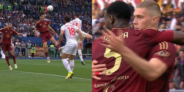 Shomurodov, che sponda per Dovbyk: il gol della Roma fa esplodere l'Olimpico