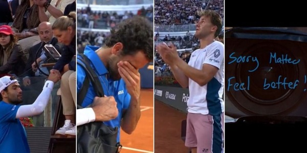 Ritiro Berrettini, Ruud campione di sportività: prima il messaggio sulla telecamera, poi la frase per Matteo