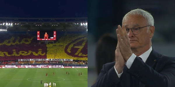 L'omaggio della Curva Sud per Ranieri è spettacolare: l'allenatore si commuove e scoppia in lacrime