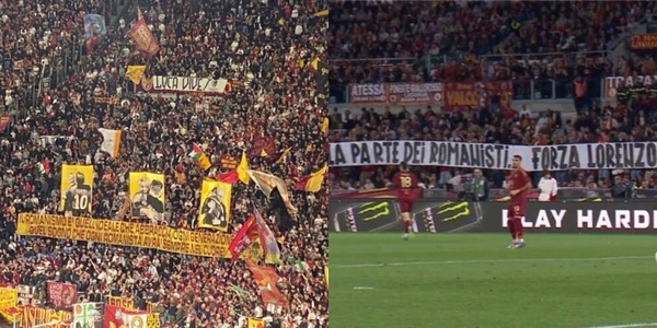 Pellegrini in panchina infortunato, due striscioni per lui. E spuntano Totti e De Rossi