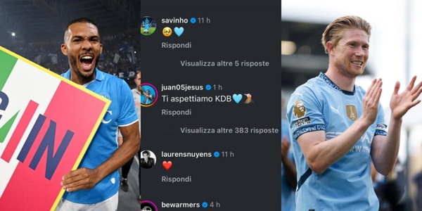 De Bruyne saluta il City, il commento di Juan Jesus fa impazzire Napoli