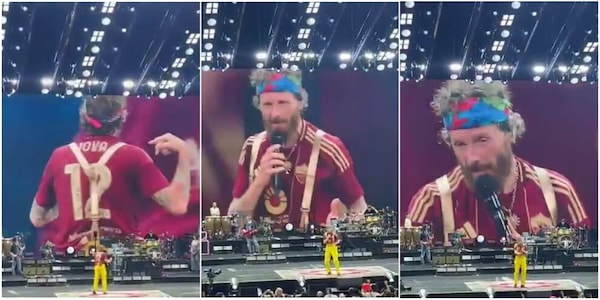 Jovanotti e la battuta con la maglia della Roma al concerto: "Sei laziale? Che ci posso fare..."