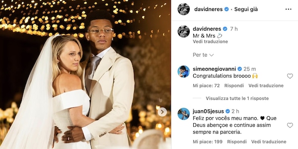 Napoli, la doppietta di Neres: dopo lo scudetto sposa la sua Kira