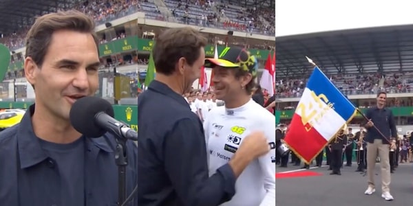 Dall'abbraccio con Valentino Rossi alla storica frase al via: Federer è la star della 24 Ore di Le Mans