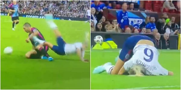 Bonucci senza pietà: intervento duro in tackle sulla calciatrice Houghton nella gara di beneficenza