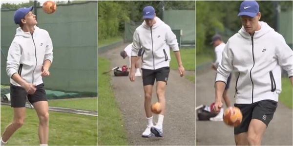 Sinner fenomeno anche a calcio: palleggia pure con la spalla! VIDEO
