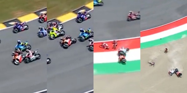 Paurosa carambola al Mugello: Di Giannantonio colpisce Binder, che si scontra con Zarco