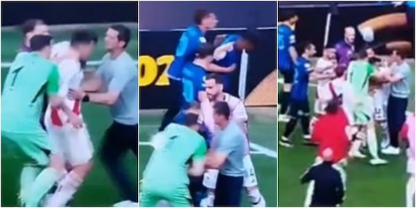 Follia nel finale di Inter-River: Acuna furioso rincorre Dumfries, i compagni lo proteggono