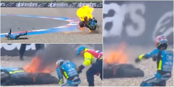 MotoGp, paura per Ogura nelle prove ad Assen: la moto del giapponese prende fuoco