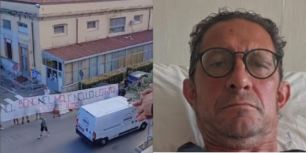 Igor Protti in lacrime, la sorpresa speciale dei tifosi del Livorno fuori dall'ospedale