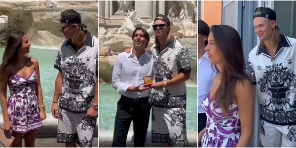 Haaland si gode le vacanze romane con la sua Isabel: tra sfilate di moda, monetine lanciate a Fontana di Trevi e buon cibo
