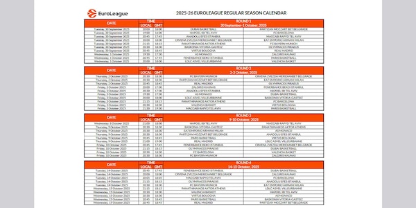Basket, Eurolega: pubblicato il calendario per la stagione 2025-2026