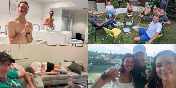Le foto "private" di Cahill con Sinner a Wimbledon: dalla vasca ghiacciata al pisolino