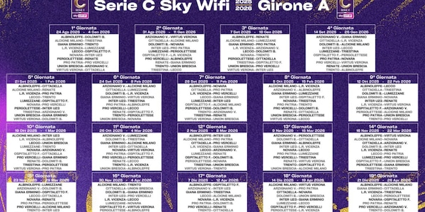 Serie C, ecco il calendario completo del girone A