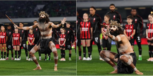 Milan, show dei danzatori aborigeni prima dell'amichevole in Australia