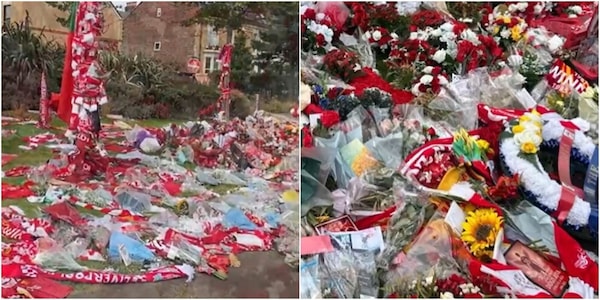 Diogo Jota, continua l'omaggio dei tifosi fuori dallo stadio di Liverpool