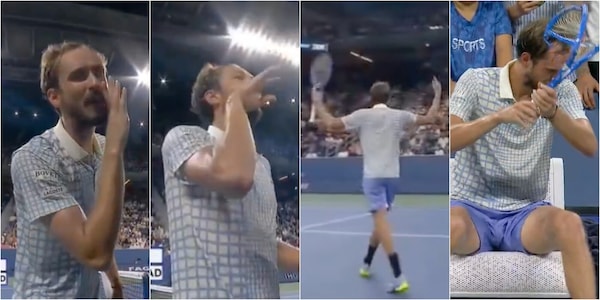 US Open, Medvedev subito out in una notte di follia: il fotografo in campo, show col pubblico, la racchetta distrutta