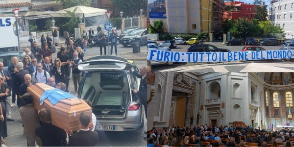 Funerali Furio Focolari, l'ultimo saluto: maglia della Lazio sulla bara, ecco chi c'era