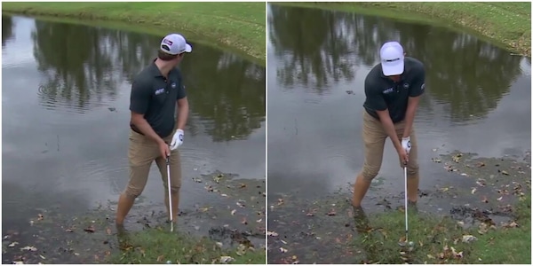 Puro terrore nel torneo di golf: è costretto a colpire la pallina, ma quello che spunta alle sue spalle fa spavento…
