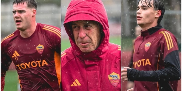 La Roma capolista di Gasperini si allena sotto il diluvio a Trigoria 