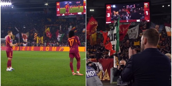 La meravigliosa decisione dei giocatori della Roma per De Rossi sotto la Sud dopo la partita: tifosi in lacrime