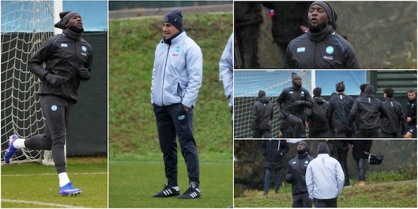 Napoli, finalmente Lukaku: Big Rom si allena in gruppo, Conte lo osserva sotto la pioggia