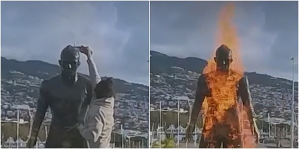 Cristiano Ronaldo shock, la sua statua a Madeira in fiamme: il motivo è folle