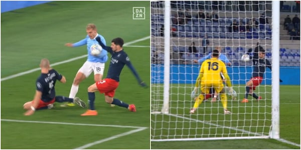 Tocco di braccio di Martin, rigore per la Lazio trasformato da Pedro, il Genoa protesta: la fotosequenza